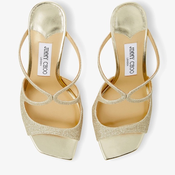 Jimmy Choo Anise 75 Platinum Ice Dusty Glitter Mules - Picture 6 of 11